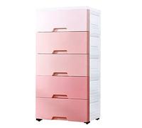 Large Capacity 6-Layer Pink Plastic Drawer Storage Cabinet - 42cm Thick Wardrobe Organizer for Home, Office, and Kids' Rooms (Pink 6 layers)