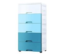 Large Capacity 6-Layer Pink Plastic Drawer Storage Cabinet - 42cm Thick Wardrobe Organizer for Home, Office, and Kids' Rooms (Blue 7 layers)