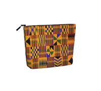 Large Capacity African Ethnic Pattern Print Fake Hemp Makeup Bag,Toiletry Bag,Travel Bag Pouch with Zipper.