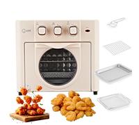 Large-capacity Air Fryer Oven, 18L Household Multi-function Oven with 3 Mechanical Knob, 60 Minutes Timer, 360° Three-dimensional Circulating Hot Wind, 100℃-210℃ Temperature Control pink