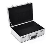 Large Capacity Aluminum Alloy Suitcase & Storage Box for Documents, Watches & Luggage, Soft Interior, Durable Design (Silver, 26x14x7in)