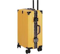 Large Capacity Aluminum Frame Travel Trolley Luggage with Universal Wheels - Perfect for Boarding and Travel(Yellow,24inch)