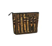 Large Capacity Ancient Egyptian Hieroglyph Print Fake Hemp Makeup Bag,Toiletry Bag,Travel Bag Pouch with Zipper.