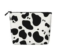 Large Capacity Animal Skin Cow Printed Single-Layer Faux Linen Cosmetic Bag Personal Care Organizer Suitable for Various Occasions