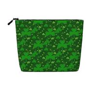 Large Capacity Background st Patrick's Day Glitter Printed Single-Layer Faux Linen Cosmetic Bag Personal Care Organizer Suitable for Various Occasions