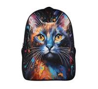 large capacity bag 3d printed animal portraits two compartment fashion daypack funny cool cat casual backpack with big pockets-16inch,sturdy travel rucksack for students/adults