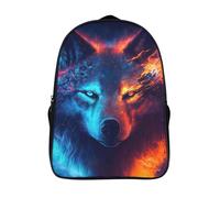 large capacity bag 3d printed yin-yang art two compartment fashion daypack funny cool ice and fire wolves travel backpack with big pockets-16inch,sturdy casual rucksack for school or traveling