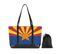 Large Capacity Bag for Women 14 with Zipper Womens Tote for Gym with bolsos secret para mujeres, Arizona State Flag Az Blue Red, 14.6" x 5.1" x 11.8"
