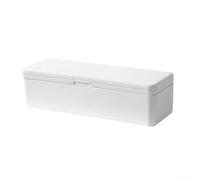 Large Capacity Battery & Cable Organizer Box, Stackable Storage Case with Secure Lock & Flip-Top for Home Office, White(White)