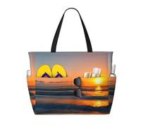 Large Capacity Beach Bag Waterproof Pool Tote for Gym Swimming Camping Carry On Bag Beautiful Sunrise Ocean Print