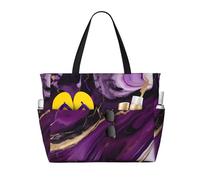 Large Capacity Beach Bag Waterproof Pool Tote for Gym Swimming Camping Carry On Bag Dark purple texture marble Print
