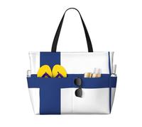 Large Capacity Beach Bag Waterproof Pool Tote for Gym Swimming Camping Carry On Bag Finnish flag Print