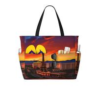 Large Capacity Beach Bag Waterproof Pool Tote for Gym Swimming Camping Carry On Bag Las Vegas Sunset Print