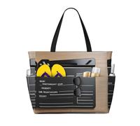 Large Capacity Beach Bag Waterproof Pool Tote for Gym Swimming Camping Carry On Bag Movies Clapperboard Print