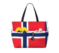 Large Capacity Beach Bag Waterproof Pool Tote for Gym Swimming Camping Carry On Bag Norwegian flag Print