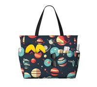 Large Capacity Beach Bag Waterproof Pool Tote for Gym Swimming Camping Carry On Bag Outer Space Planet Print