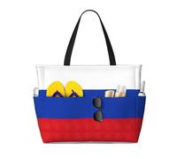 Large Capacity Beach Bag Waterproof Pool Tote for Gym Swimming Camping Carry On Bag Russian Flag Print