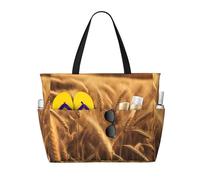 Large Capacity Beach Bag Waterproof Pool Tote for Gym Swimming Camping Carry On Bag Wheat Field Print