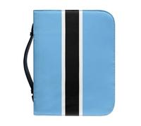 Large Capacity Bible Cover Case Botswana National Flag Pattern with Handle Zippered Pu Bag Waterproof Carrying Case Large Size Bible Case for Women Men