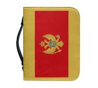 Large Capacity Bible Cover Case Montenegro National Flag Pattern with Handle Zippered Pu Bag Waterproof Carrying Case Large Size Bible Case for Women Men