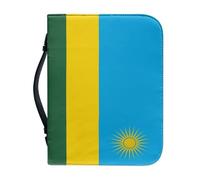 Large Capacity Bible Cover Case Rwanda National Flag Pattern with Handle Zippered Pu Bag Waterproof Carrying Case Large Size Bible Case for Women Men