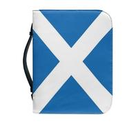 Large Capacity Bible Cover Case Scotland National Flag Pattern with Handle Zippered Pu Bag Waterproof Carrying Case Large Size Bible Case for Women Men