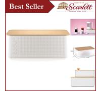 Large Capacity Bistro Bread Box in Elegant White, Eco-Friendly & Lightweight