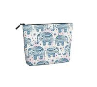 Large Capacity Boho Elephant Print Fake Hemp Makeup Bag,Toiletry Bag,Travel Bag Pouch with Zipper.