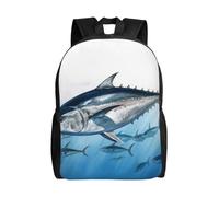 Large Capacity Book Bags Bluefin Tuna Thunnus Daypack Printed School Backpack for Travel, School, Camping, 42X32X14Cm