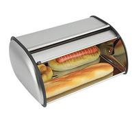 Large Capacity Bread Storage Box,Roll Top Bread Bin,Odorless Stainless Steel Container, Compact Design for Bread Cake with Non-Slip Base,33x24x15cm