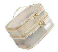 Large Capacity Breathable Meshes Makeup Bag Two Compartments Portable Toiletry Bags Gym Vacation Daily Use Washable Nylon Makeup Organizers