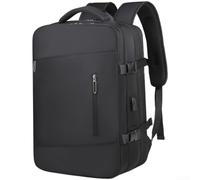 Large Capacity Business Backpack 24cm Expandable Storage | Zippered expansion 16cm to 24cm, extra packing space, fits daily , ideal for short trips(Black)