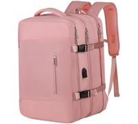 Large Capacity Business Backpack 24cm Expandable Storage | Zippered expansion 16cm to 24cm, extra packing space, fits daily , ideal for short trips(Pink)