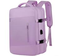 Large Capacity Business Backpack 24cm Expandable Storage | Zippered expansion 16cm to 24cm, extra packing space, fits daily , ideal for short trips(Purple)