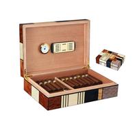 Large Capacity Cedar Wood Cigar Humidor Glossy Home Cigars Box Moisturizer Highlight Lacquer Hygrometer Humidifier