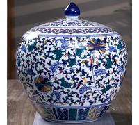 Large Capacity Ceramic Classic Food Dispensers Rice Bucket Cereal Storage Container For Kitchen Organization Trad itional Chinese Porcelain Grain Dispenser Coffee Pet