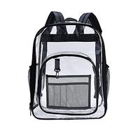 Large Capacity Clear Backpack,PVC Waterproof Heavy Duty See Through Backpack Bookbag School Bag with Adjustable Straps for School, Work, Stadium, Security Travel, College 42 * 33 * 15cm (Black)