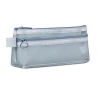 Large Capacity Clear Pencil Case with 2 Compartments, Lightweight Travel Cosmetic Bag, Pen Storage Bag with Multiple Compartments for School Supplies, Colour Grey, c