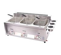 Large Capacity Commercial Countertop Gas Fryer, Kitchen Frying Machine Stainless Steel Lpg Fryer, Adjustable Firepower, For Restaurant Home Fries Chip, Triplepot