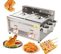 Large Capacity Commercial Countertop Gas FryerStainless Steel LPG FryerAdjustable Firepower Large Capacity for Fish French Fries Turkey