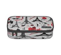 Large Capacity Compartment Pencil Case Organizer for School, Office & Travel, French Fashion Model Ferrets pen bag for student, Oxford Fabric Zippered Stationery Bag, Multi-Use Toiletry & Makeup Pouch