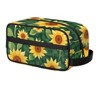 Large Capacity Cosmetic Organizer Pouch - Makeup Bag, Toiletry Bag, Portable Storage with Handle, Suitable for Business Travel, Fitness, Vacations, for Men and Women, Cheerful Sunflower Bloom