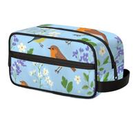 Large Capacity Cosmetic Organizer Pouch - Makeup Bag, Toiletry Bag, Portable Storage with Handle, Suitable for Business Travel, Fitness, Vacations, for Men and Women, Charming Garden Bird