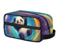 Large Capacity Cosmetic Organizer Pouch - Makeup Bag, Toiletry Bag, Portable Storage with Handle, Suitable for Business Travel, Fitness, Vacations, for Men and Women, Magical Cosmos Panda