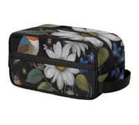 Large Capacity Cosmetic Organizer Pouch - Makeup Bag, Toiletry Bag, Portable Storage with Handle, Suitable for Business Travel, Fitness, Vacations, for Men and Women, Artistic Flower and Bird