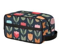 Large Capacity Cosmetic Organizer Pouch - Makeup Bag, Toiletry Bag, Portable Storage with Handle, Suitable for Business Travel, Fitness, Vacations, for Men and Women, Vintage Tulip
