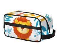 Large Capacity Cosmetic Organizer Pouch - Makeup Bag, Toiletry Bag, Portable Storage with Handle, Suitable for Business Travel, Fitness, Vacations, for Men and Women, Elegant Lion and Butterfly