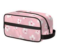 Large Capacity Cosmetic Organizer Pouch - Makeup Bag, Toiletry Bag, Portable Storage with Handle, Suitable for Business Travel, Fitness, Vacations, for Men and Women, Pink Floral Cluster