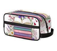 Large Capacity Cosmetic Organizer Pouch - Makeup Bag, Toiletry Bag, Portable Storage with Handle, Suitable for Business Travel, Fitness, Vacations, for Men and Women, Artistic Botanical Book