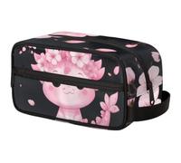 Large Capacity Cosmetic Organizer Pouch - Makeup Bag, Toiletry Bag, Portable Storage with Handle, Suitable for Business Travel, Fitness, Vacations, for Men and Women, Cute Pink Dragon